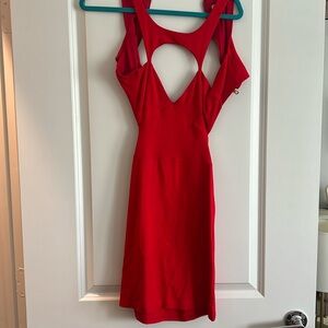 Red open back high neck, bodycon, mini dress